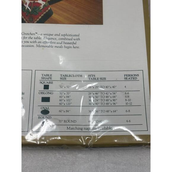 Vtg Bardwil Christmas Tablecloth Napkins Oblong 52” X 70” Victorian Tidings NEW - Picture 9 of 11
